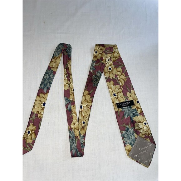 Christian Dior Dress Ties (4) Men’s Sz 54-56” Multicolor Floral & Paisley Silk - Picture 6 of 12